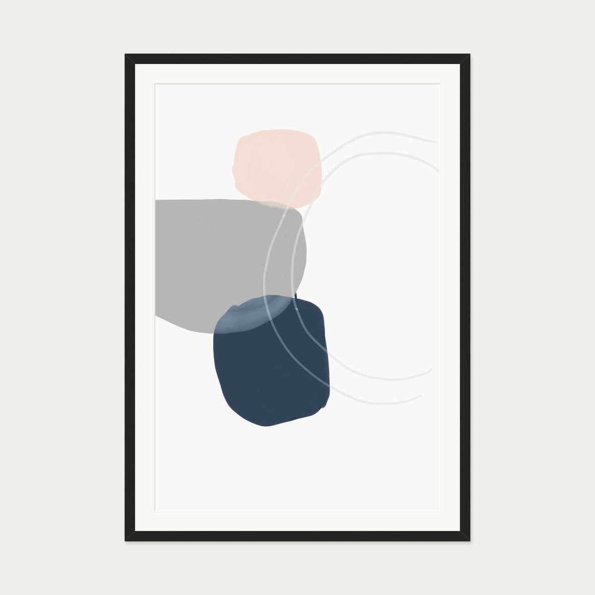 Minimal Abstract Shapes 3 Art Print — 70 x 100 cm — Black Frame