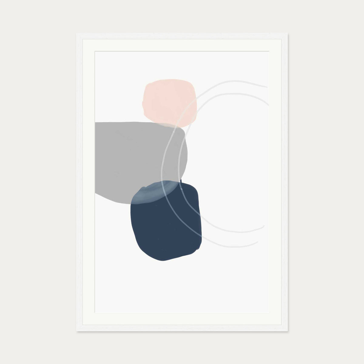 Minimal Abstract Shapes 3 Art Print — 70 x 100 cm — White Frame