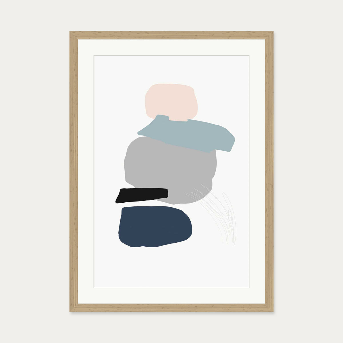 Minimal Abstract Shapes 4 Art Print — 50 x 70 cm — Oak Frame