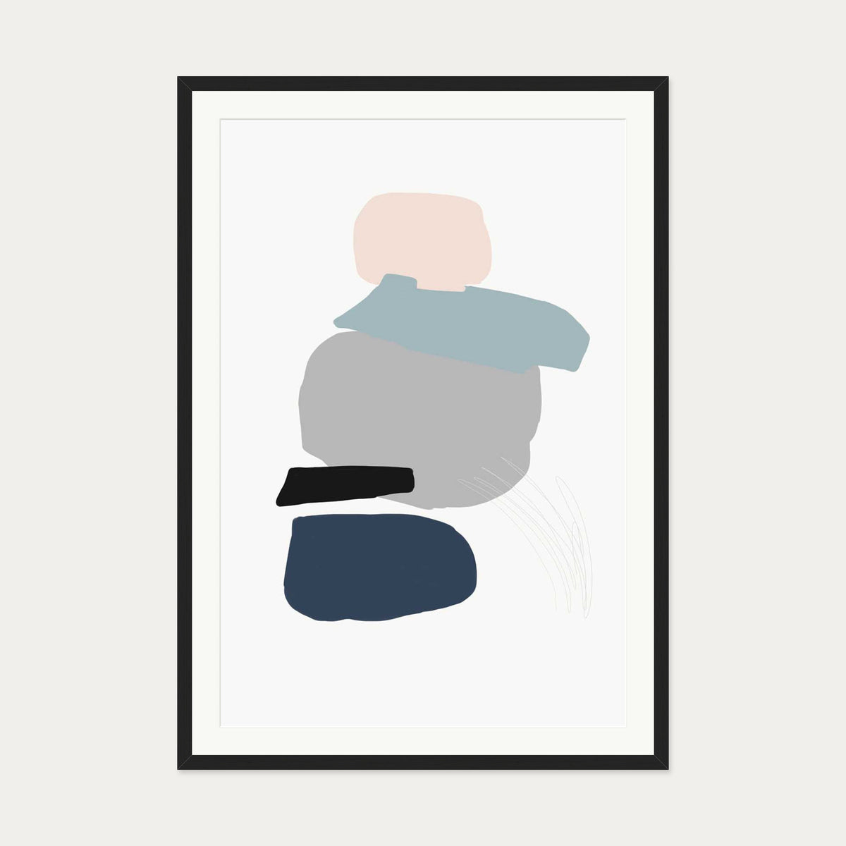 Minimal Abstract Shapes 4 Art Print — 70 x 100 cm — Black Frame