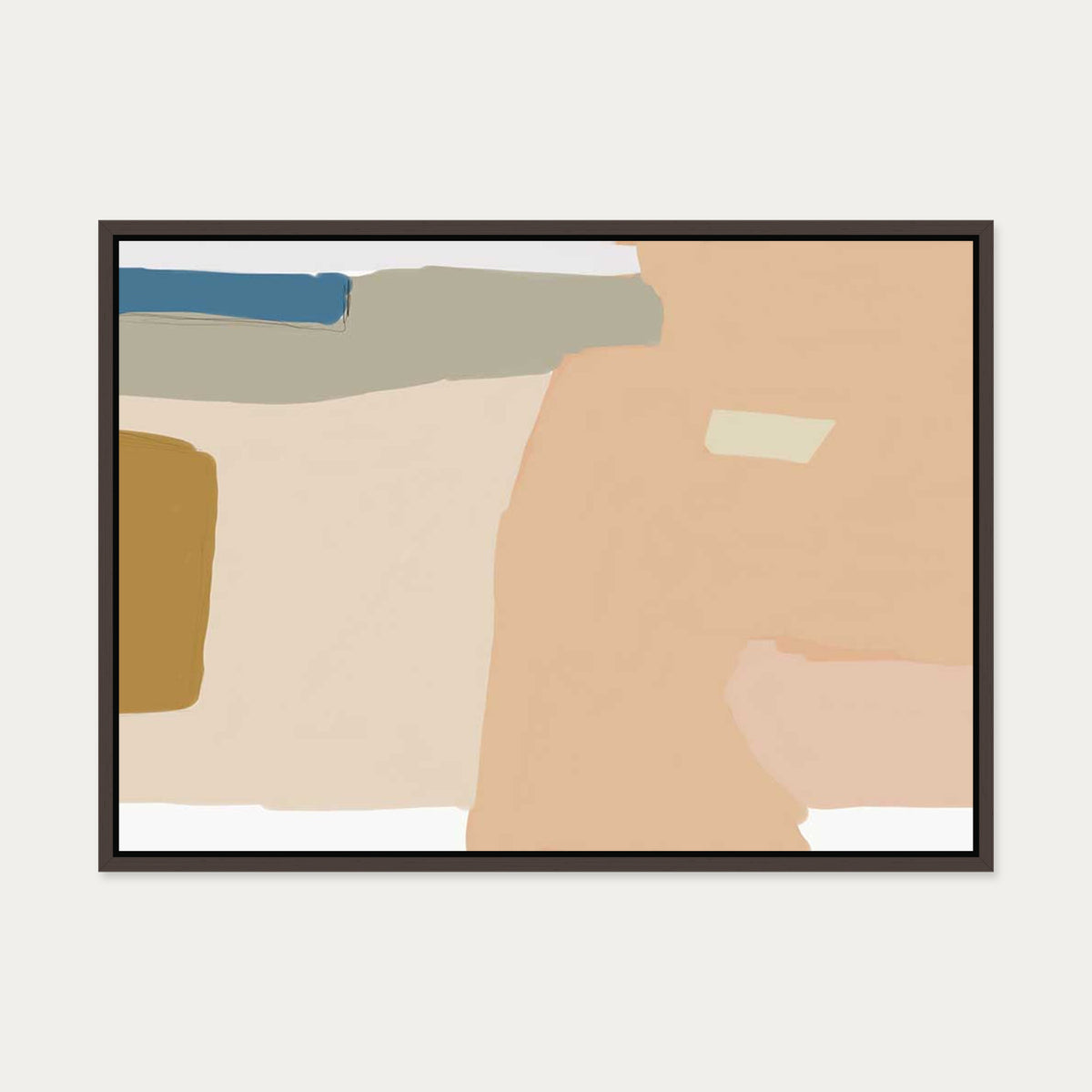 Minimal Abstract Shapes Canvas Art — 50 x 70 cm — Brown Frame
