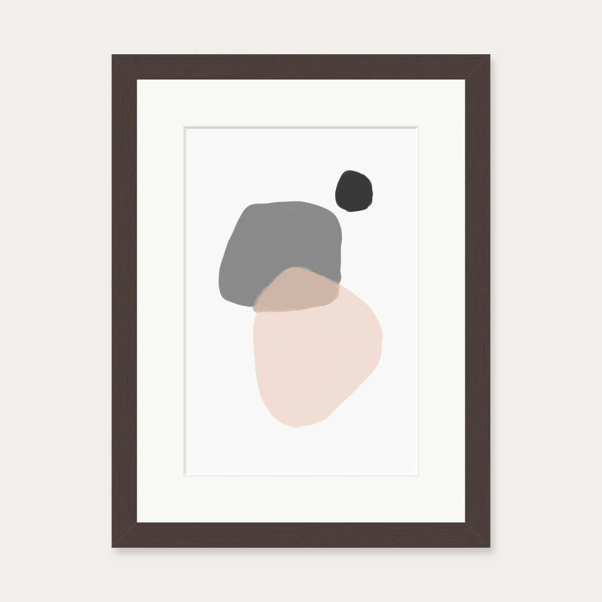 Minimal Abstract Shapes Art Print — 30 x 40 cm — Brown Frame