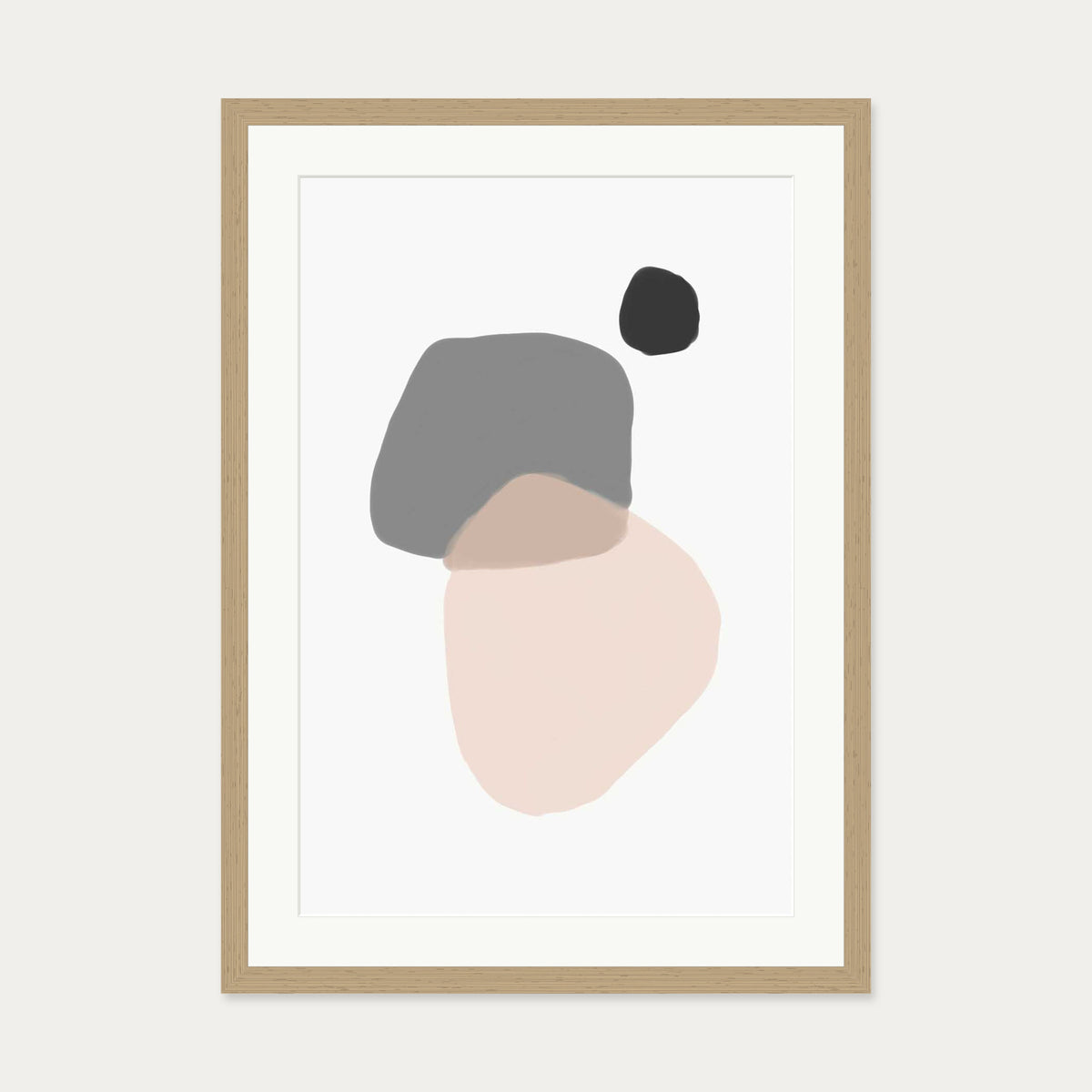 Minimal Abstract Shapes Art Print — 50 x 70 cm — Oak Frame