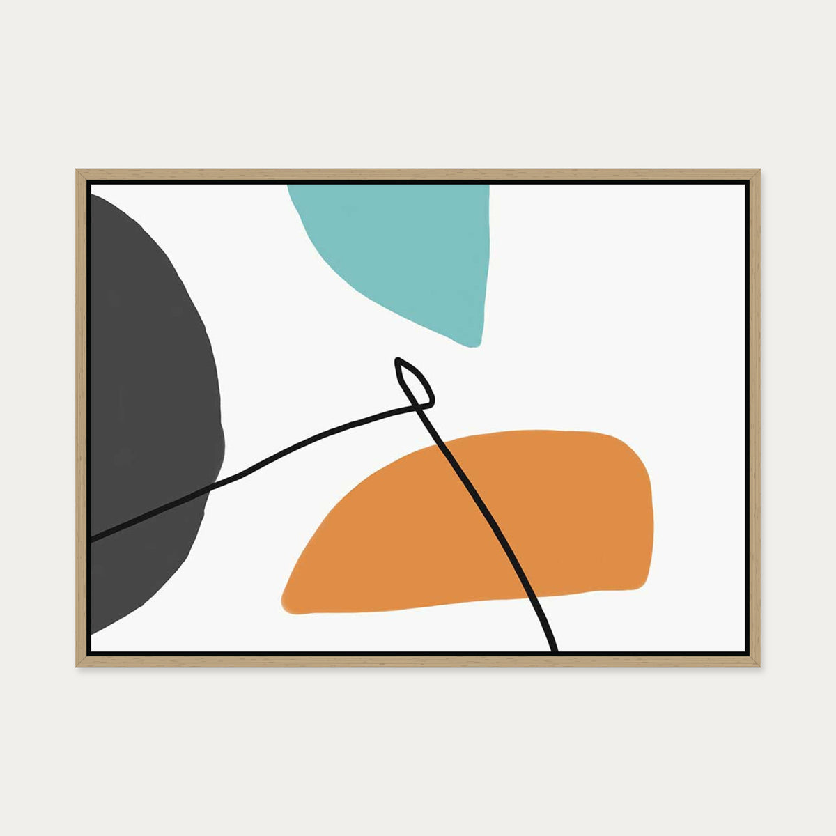 Minimal Bright Shapes Canvas Art — 50 x 70 cm — Oak Frame