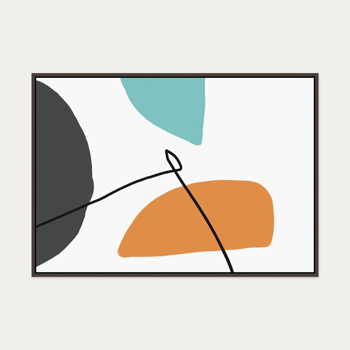 Minimal Bright Shapes Canvas Art — 70 x 100 cm — Brown Frame