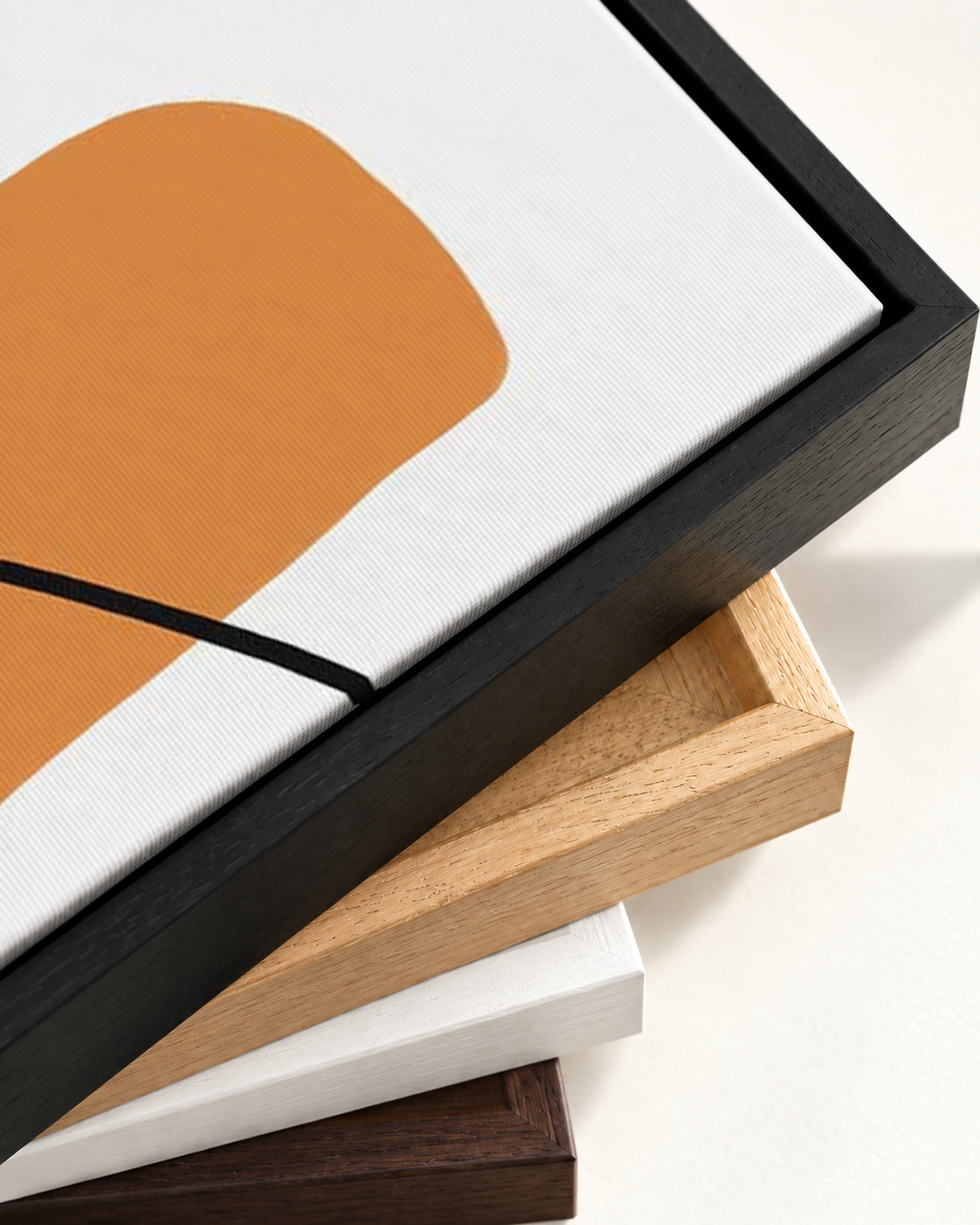 Minimal Bright Shapes Canvas Art — framed canvas corner and wrapped canvas detail
