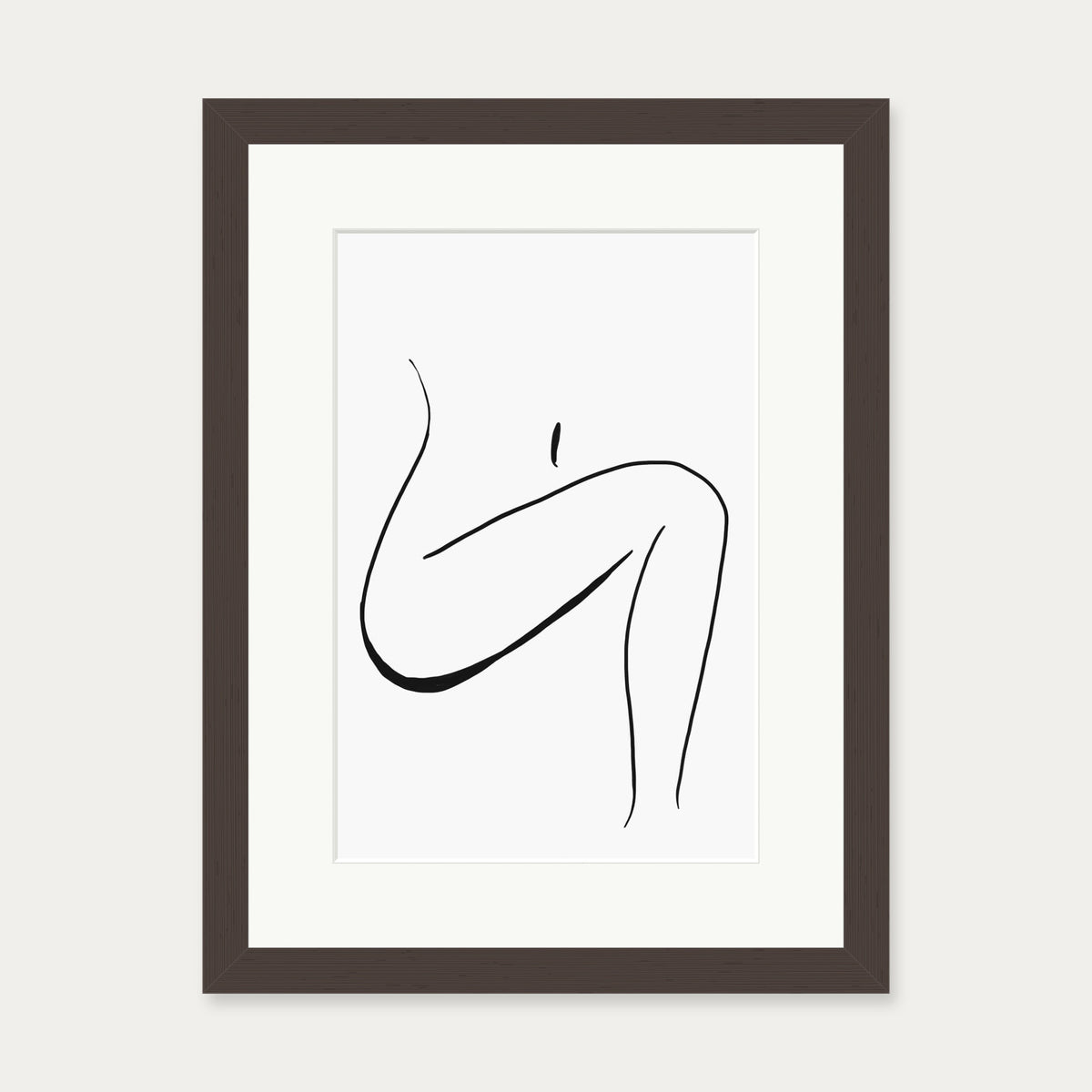 Minimal Leg Line Art Print — 30 x 40 cm — Brown Frame