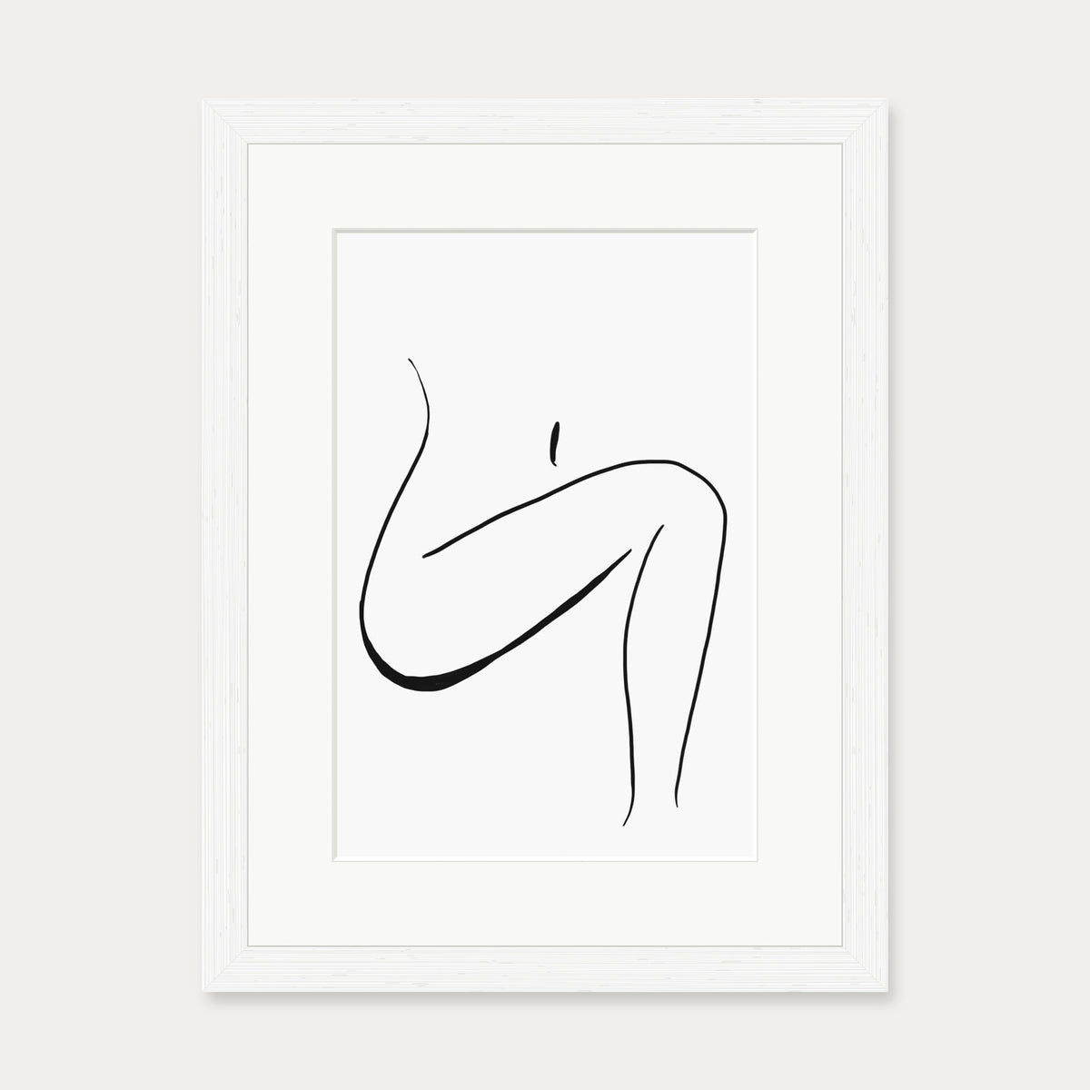 Minimal Leg Line Art Print — 30 x 40 cm — White Frame