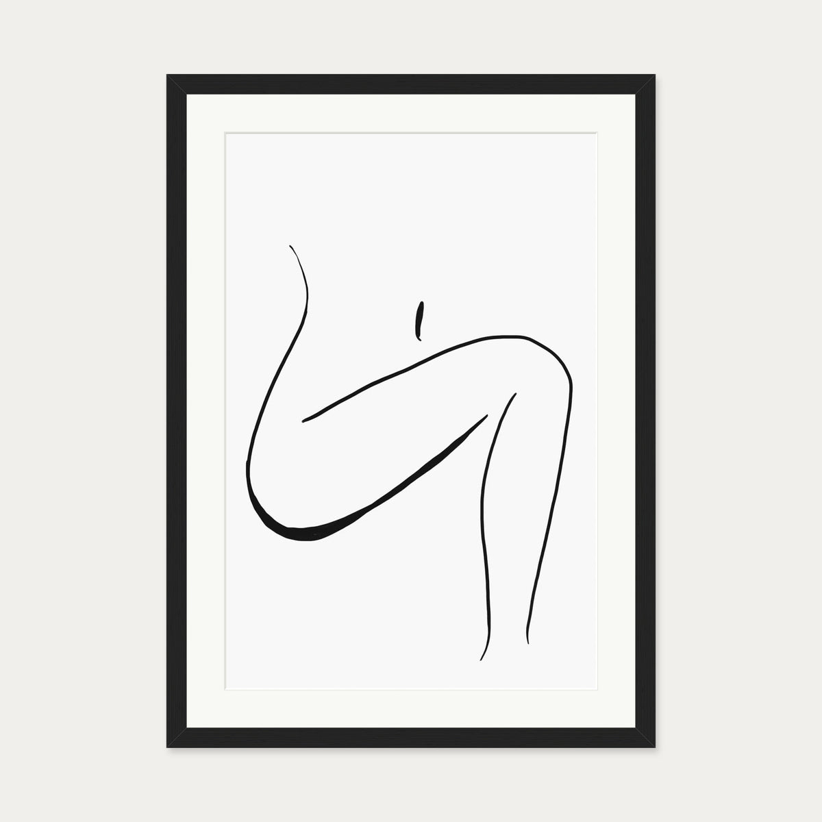 Minimal Leg Line Art Print — 50 x 70 cm — Black Frame