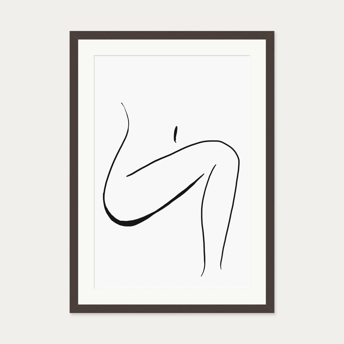 Minimal Leg Line Art Print — 50 x 70 cm — Brown Frame