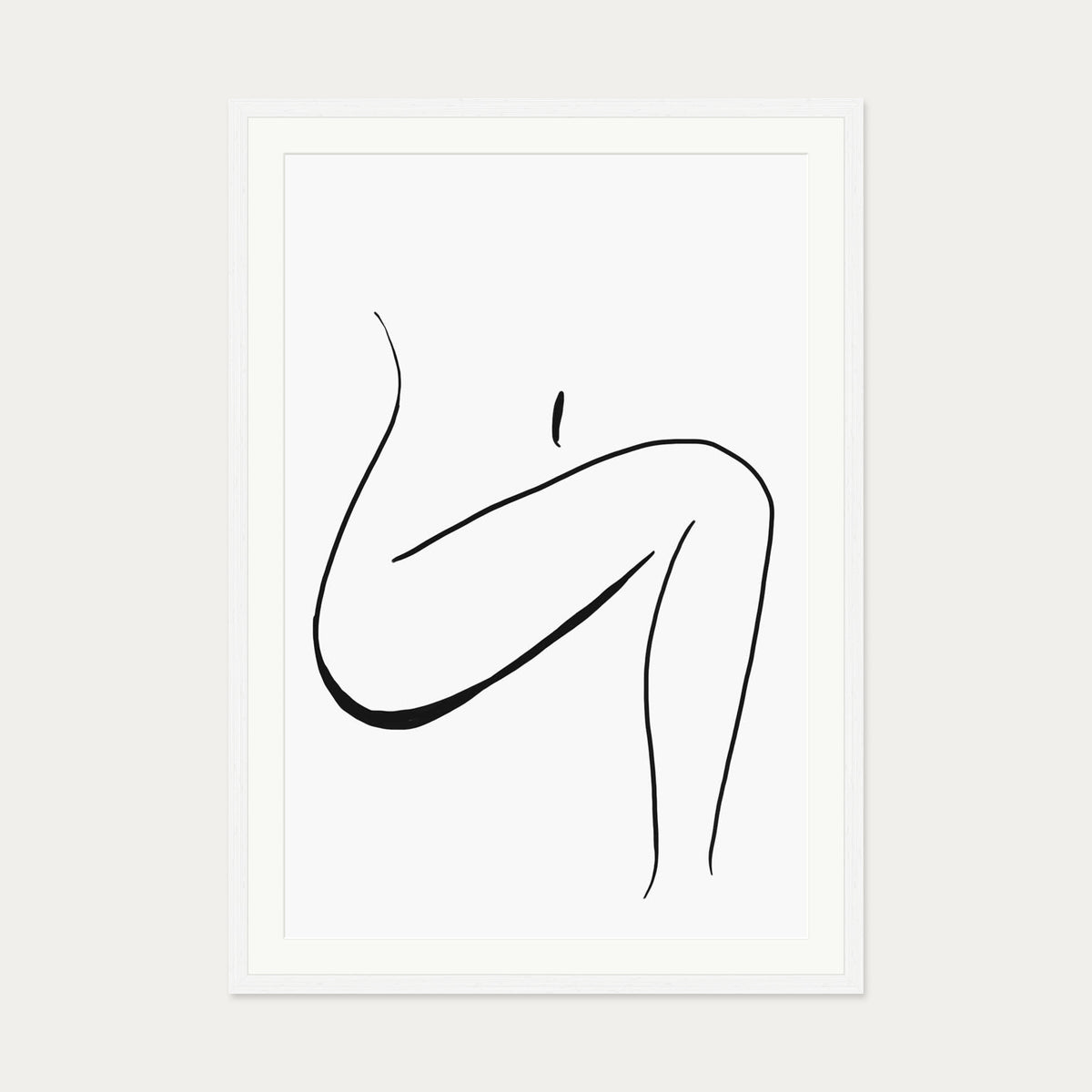Minimal Leg Line Art Print — 70 x 100 cm — White Frame