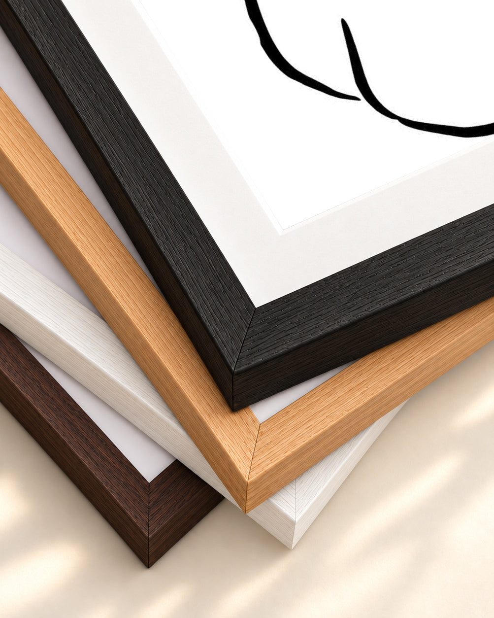 Minimal Nude Figure Line Art Print — framed print corner with 5 cm mount and bevel