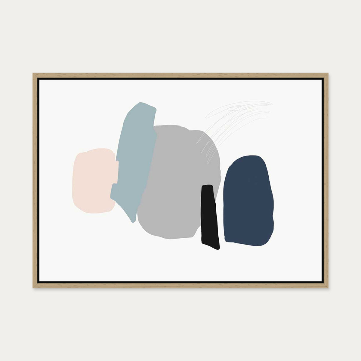 Minimal Pastel Colours Canvas Art — 50 x 70 cm — Oak Frame