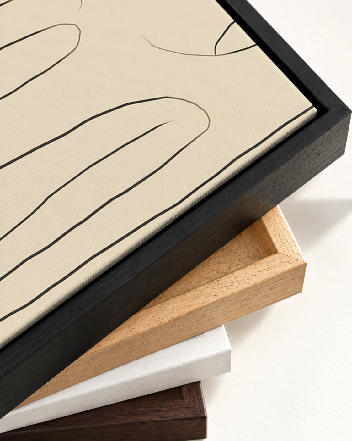 Minimal Texture Canvas Art — framed canvas corner and wrapped canvas detail