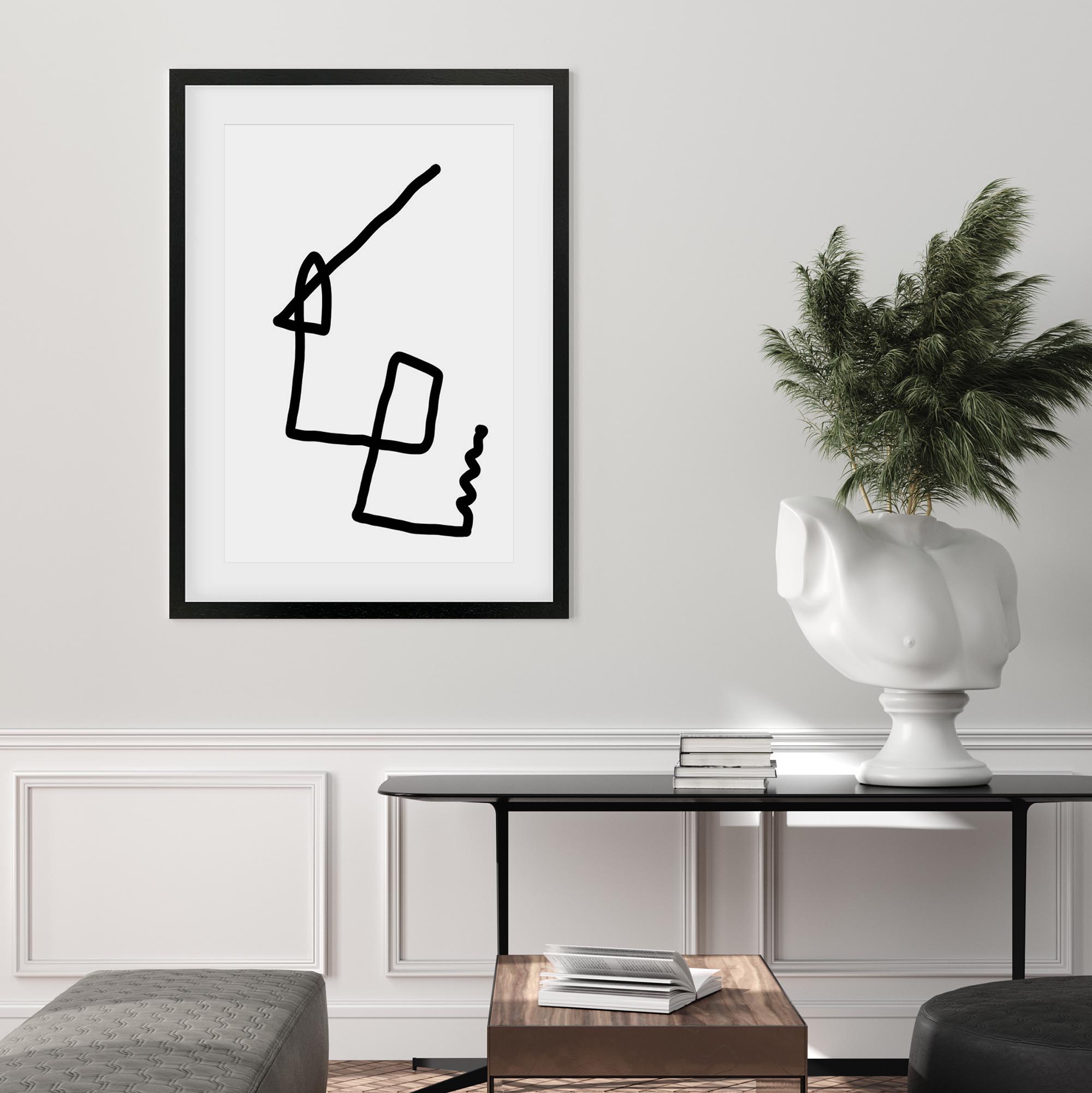 Monochrome Fold Abstract Framed Art