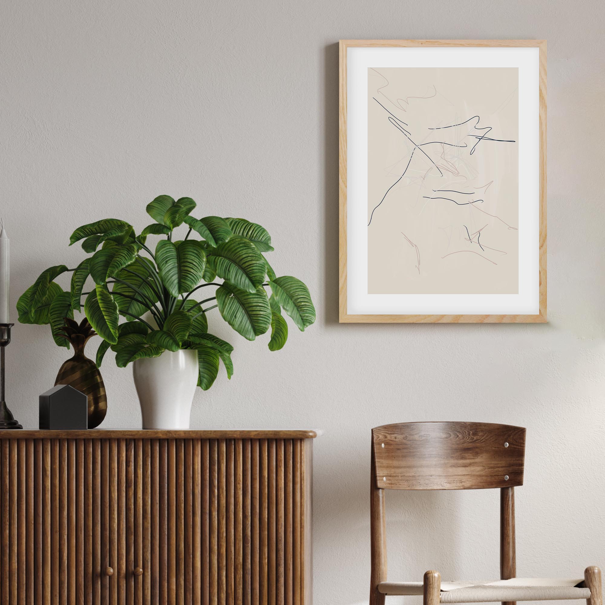 Abstract Line Drawing Framed Art