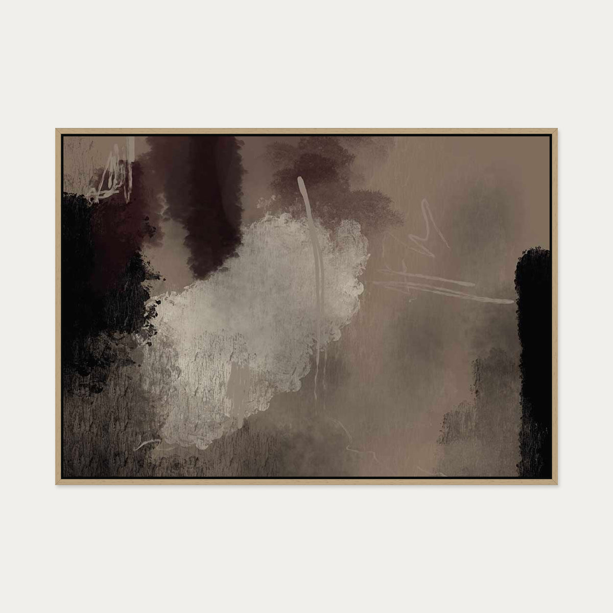 Misty Meadow Canvas Art — 70 x 100 cm — Oak Frame