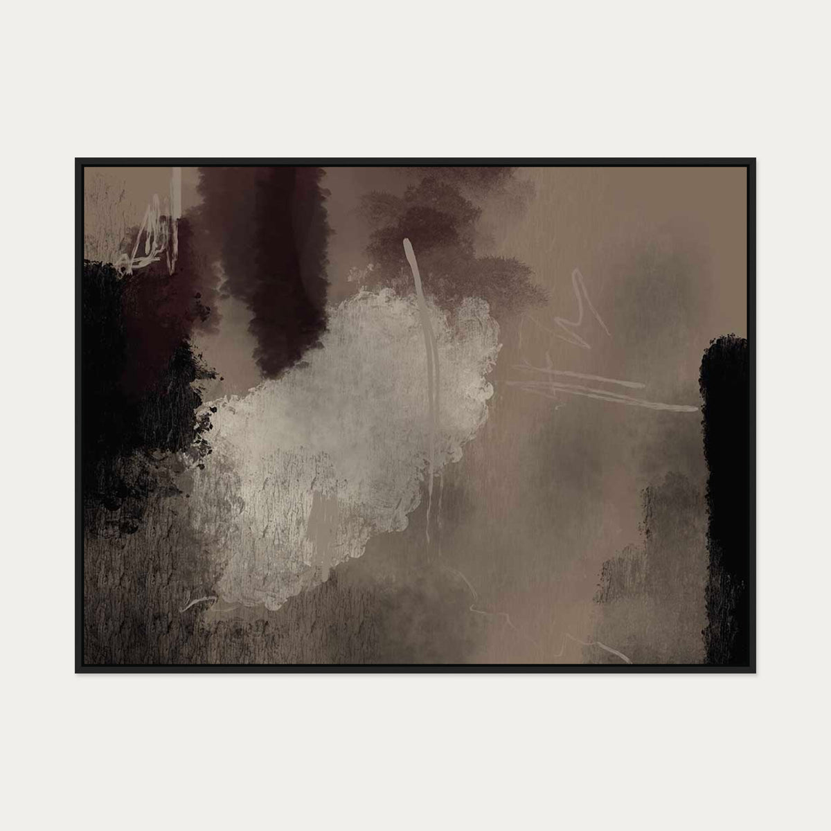 Misty Meadow Canvas Art — 90 x 120 cm — Black Frame