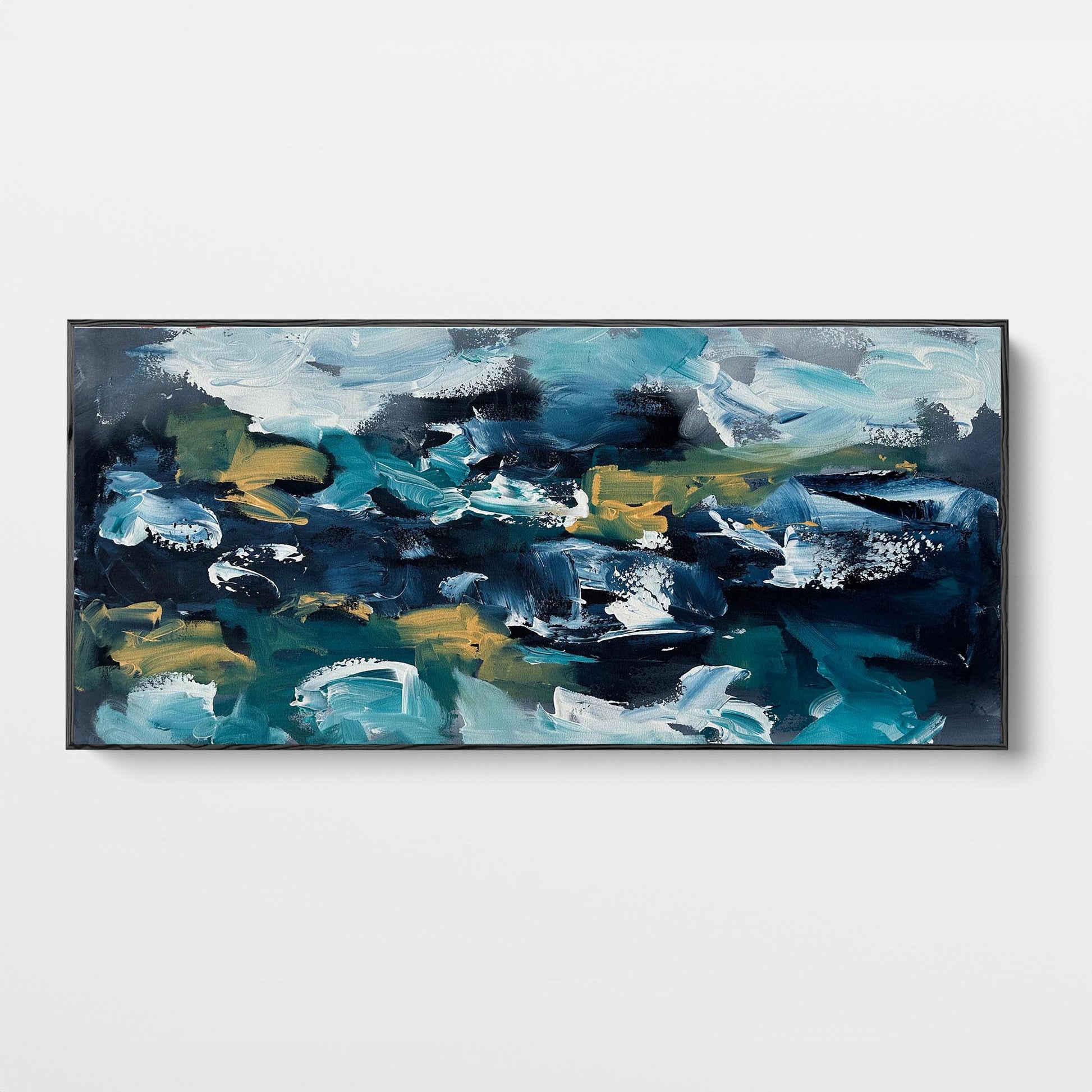 Misty River Bank - Original Painting-Abstract House