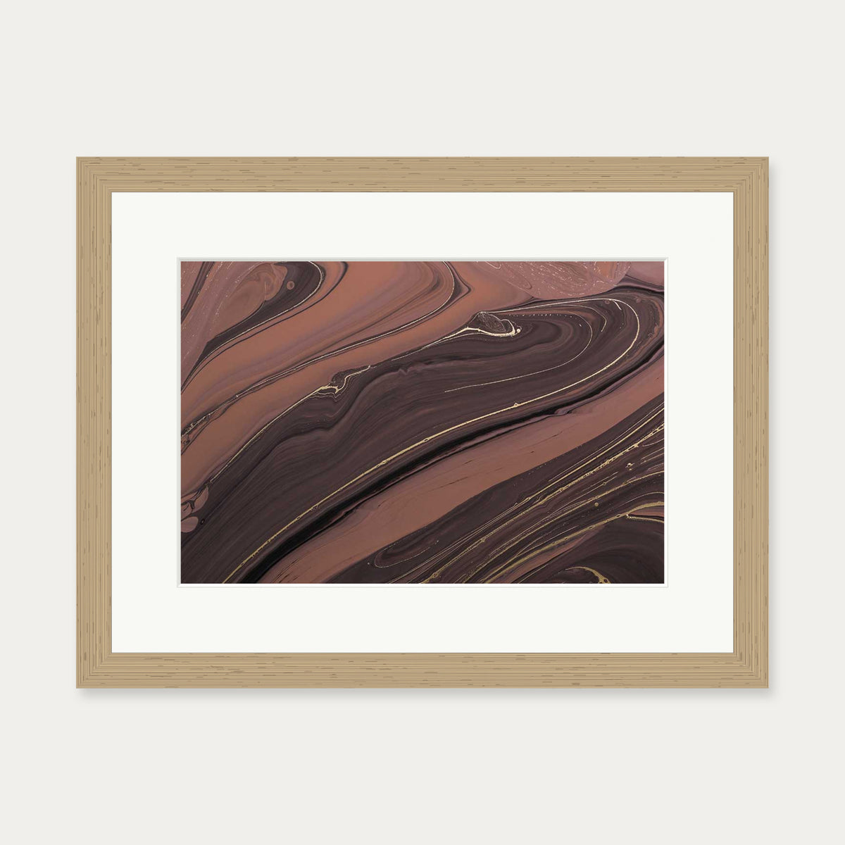 Mocha Marble II Wall Art Print — 30 x 40 cm — Oak Frame