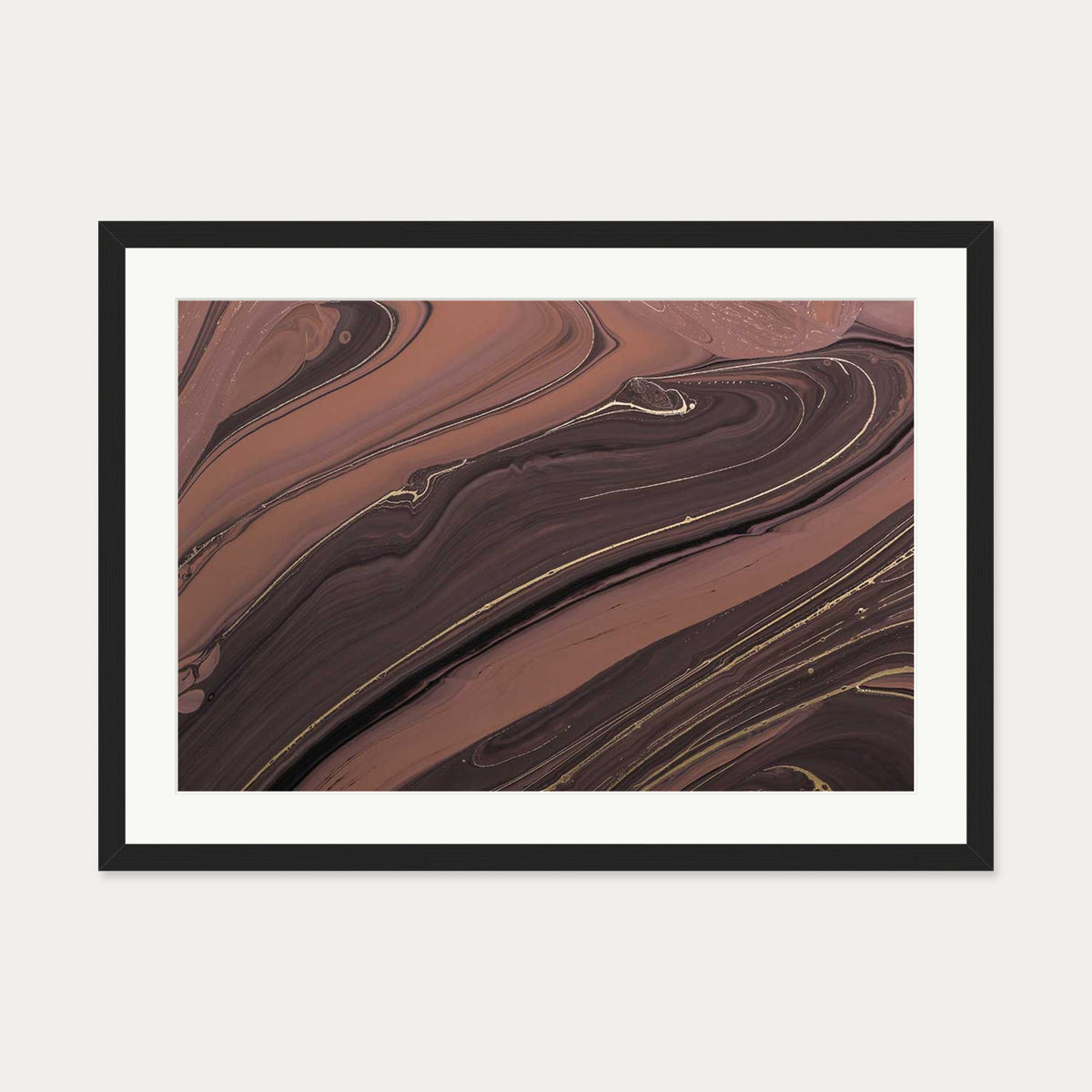 Mocha Marble II Wall Art Print — 50 x 70 cm — Black Frame