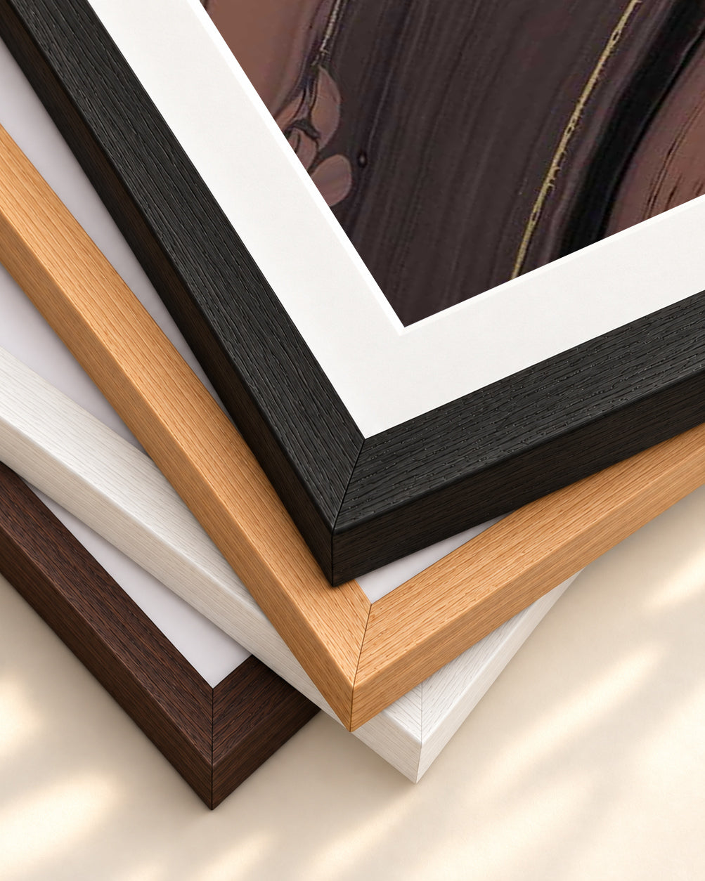 Mocha Marble II Wall Art Print — framed print corner with 5 cm mount and bevel