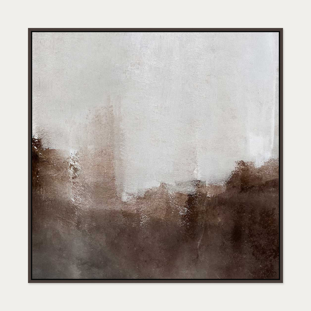 Mocha Ripple Canvas Art — 100 x 100 cm — Brown Frame