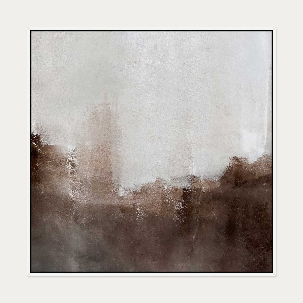 Mocha Ripple Canvas Art — 100 x 100 cm — White Frame