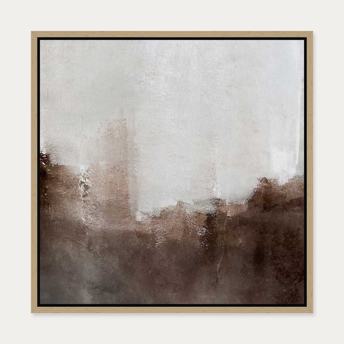 Mocha Ripple Canvas Art — 50 x 50 cm — Oak Frame