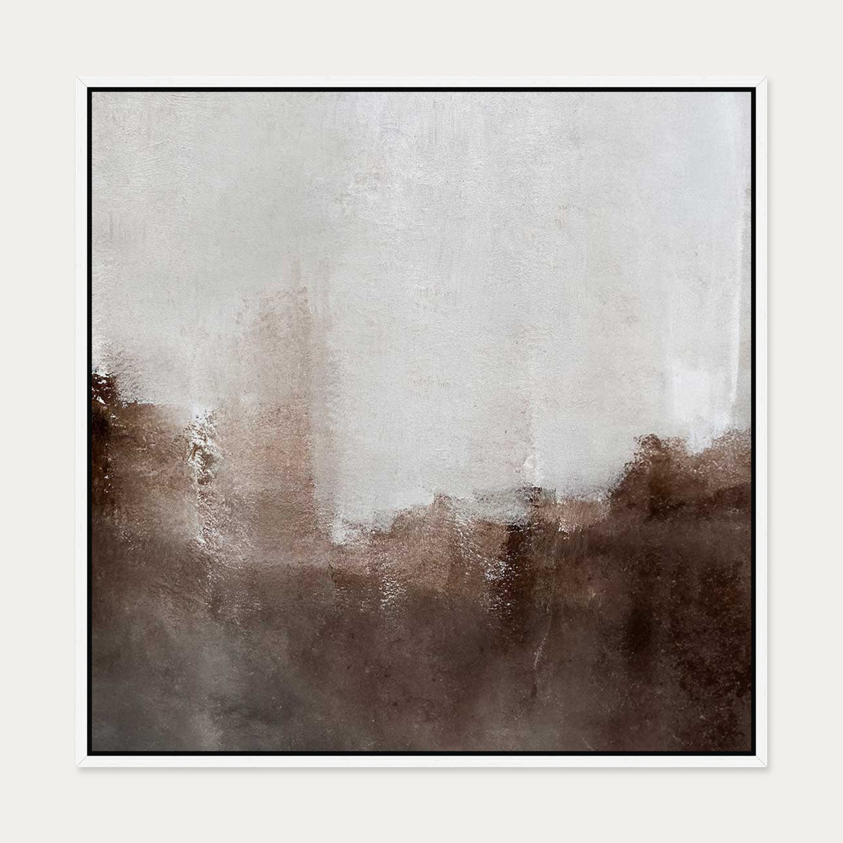Mocha Ripple Canvas Art — 70 x 70 cm — White Frame