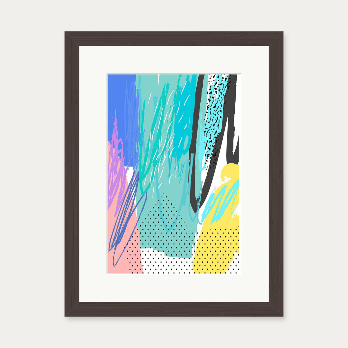 Modern Abstract Colour Pop — 30 x 40 cm — Brown Frame