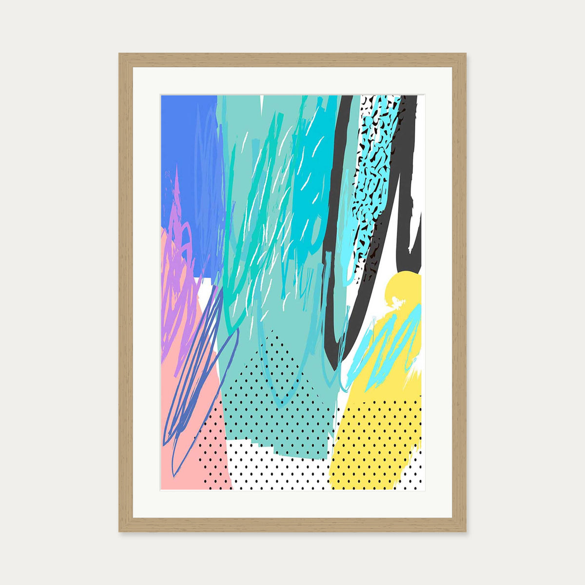Modern Abstract Colour Pop — 50 x 70 cm — Oak Frame