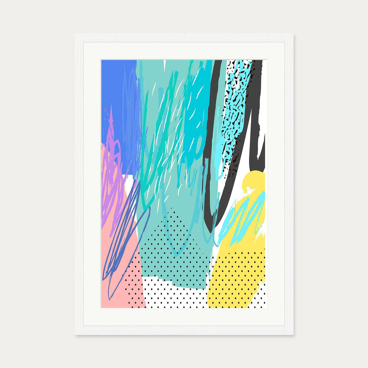Modern Abstract Colour Pop — 50 x 70 cm — White Frame