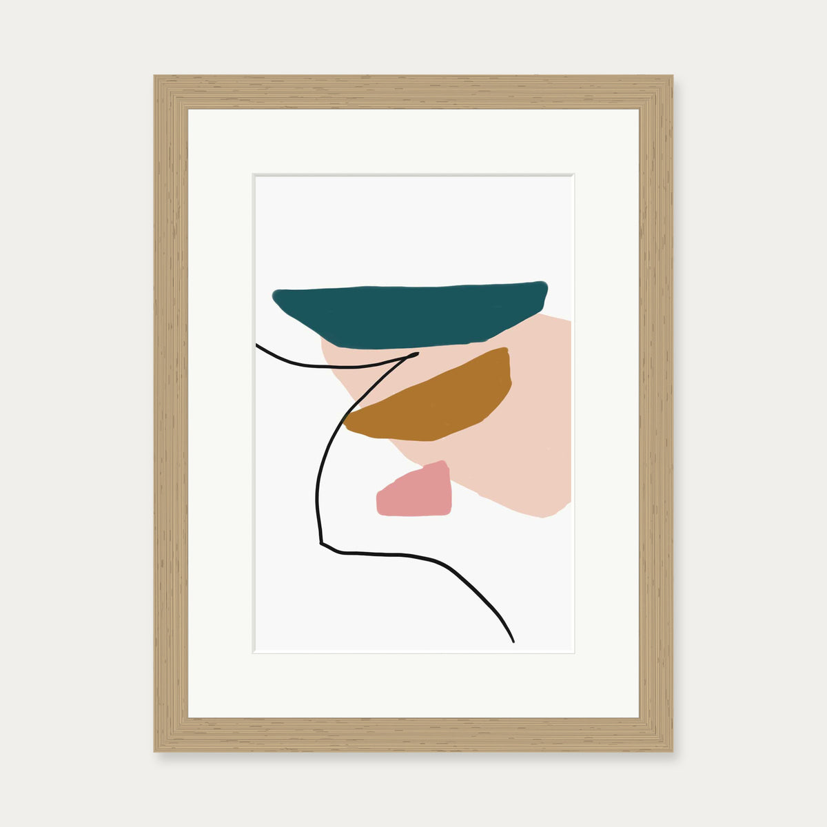 Modern Abstract Illustration Art Print — 30 x 40 cm — Oak Frame