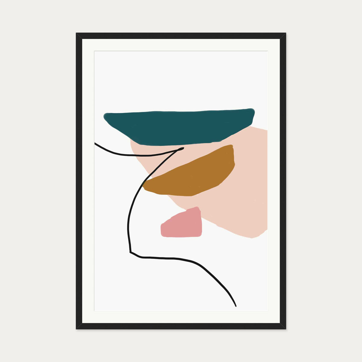 Modern Abstract Illustration Art Print — 70 x 100 cm — Black Frame