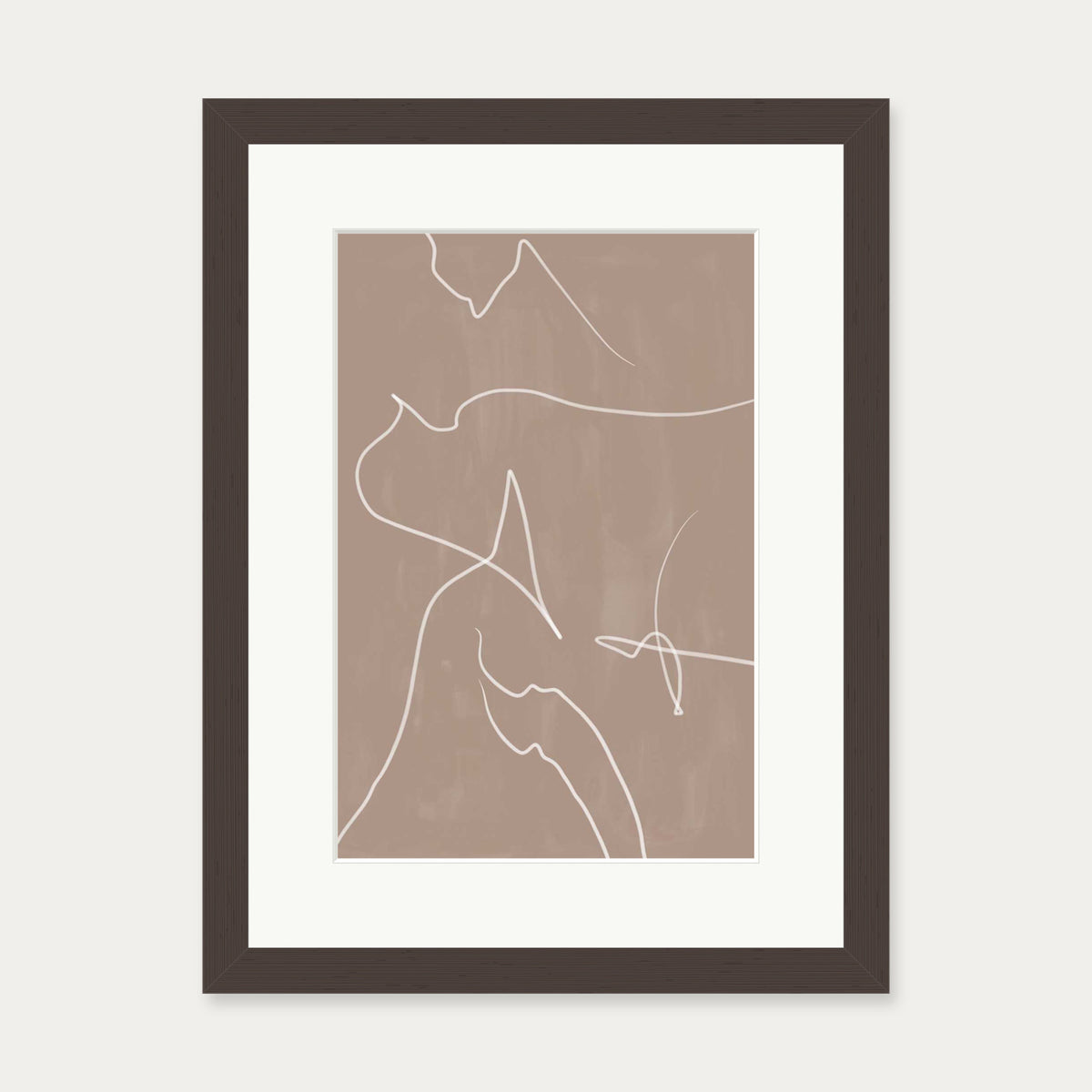 Modern Abstract Lines Art Print — 30 x 40 cm — Brown Frame