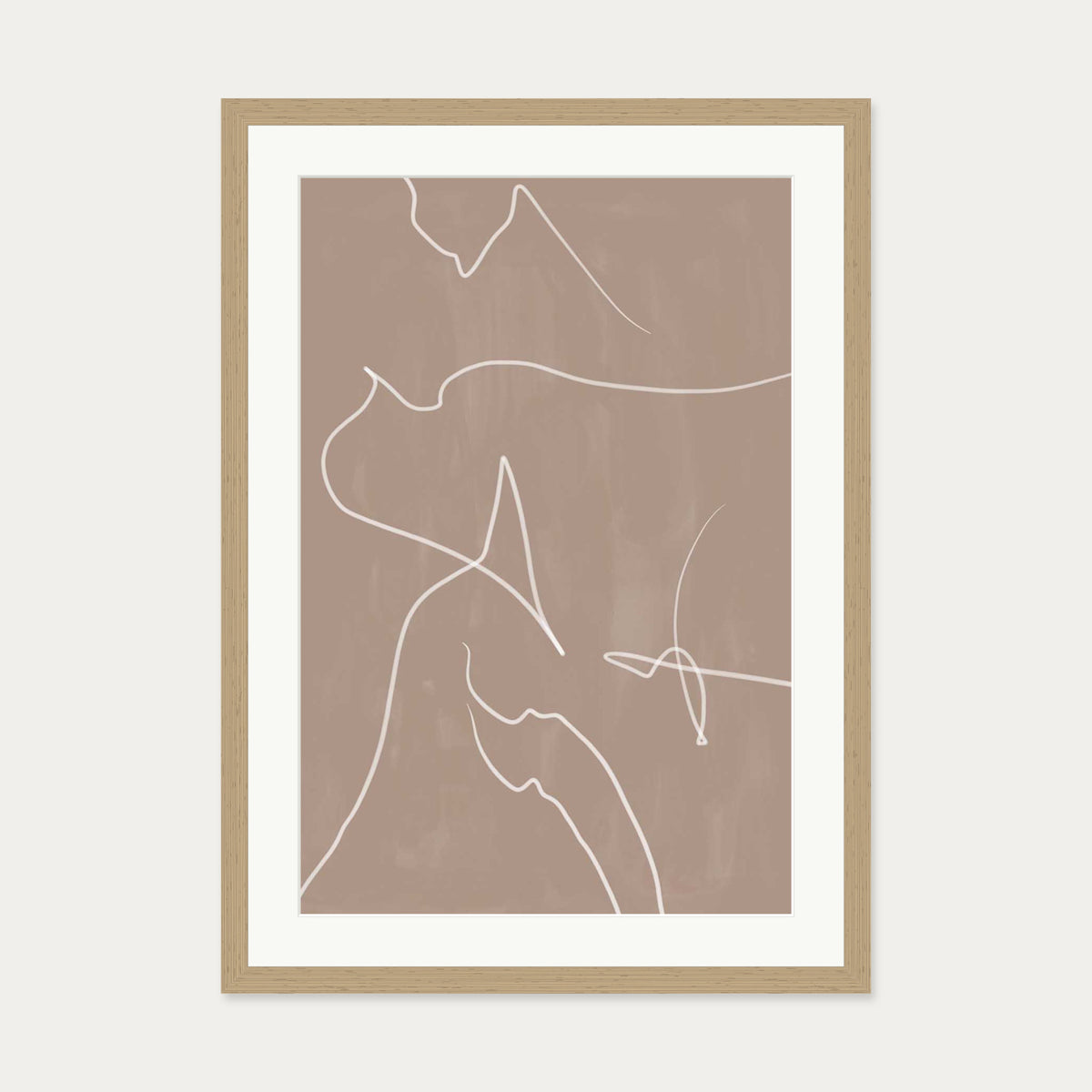 Modern Abstract Lines Art Print — 50 x 70 cm — Oak Frame