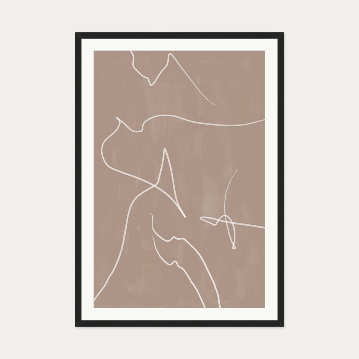 Modern Abstract Lines Art Print — 70 x 100 cm — Black Frame