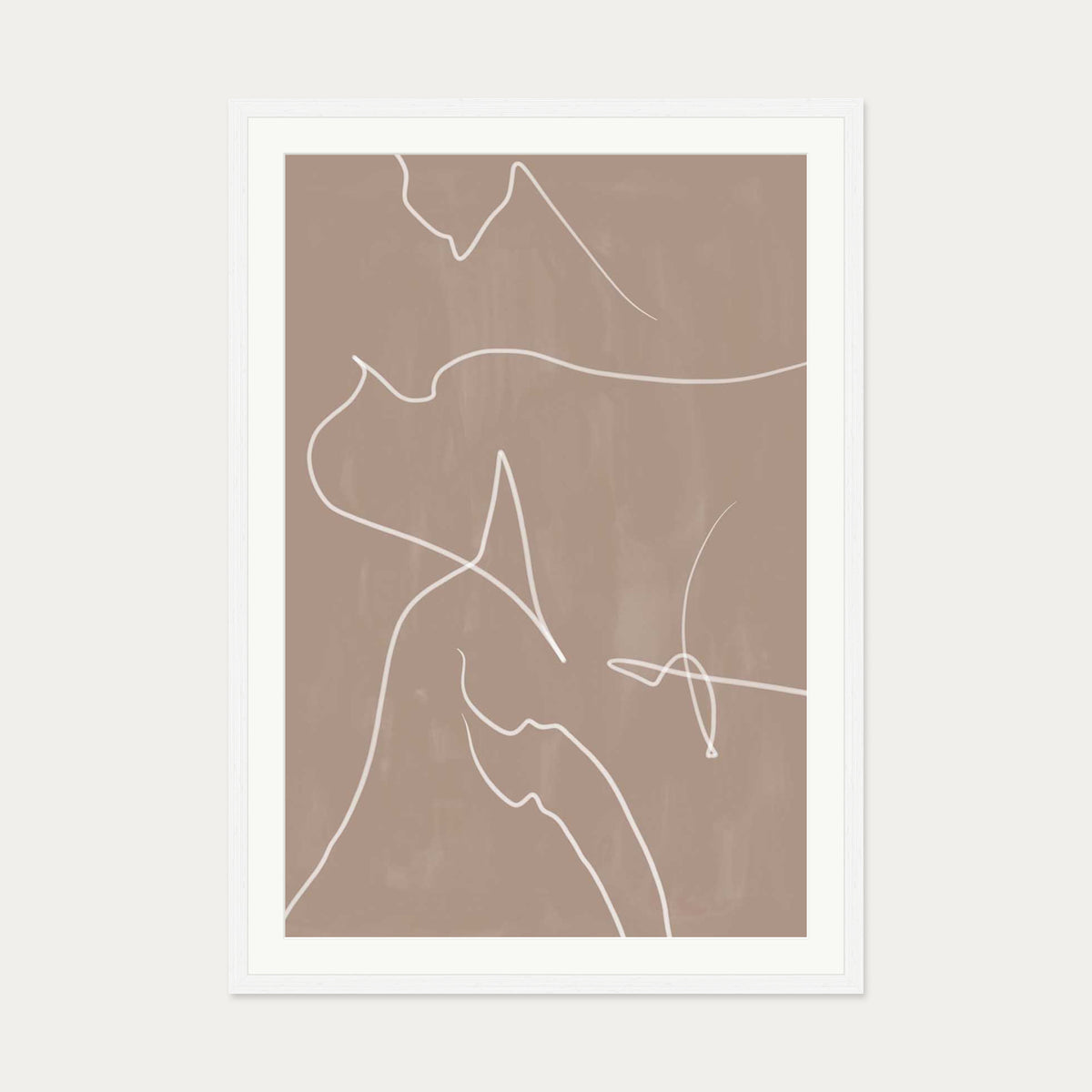 Modern Abstract Lines Art Print — 70 x 100 cm — White Frame