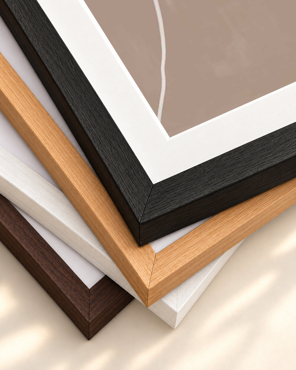 Modern Abstract Lines Art Print — framed print corner with 5 cm mount and bevel