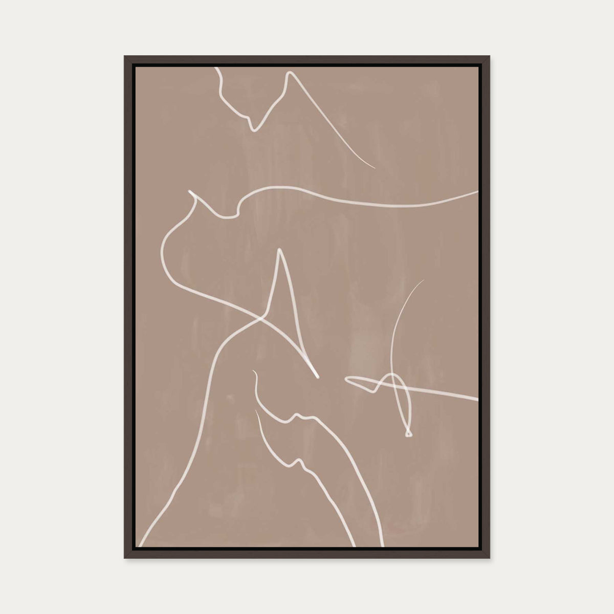 Modern Abstract Lines Canvas Art — 50 x 70 cm — Brown Frame