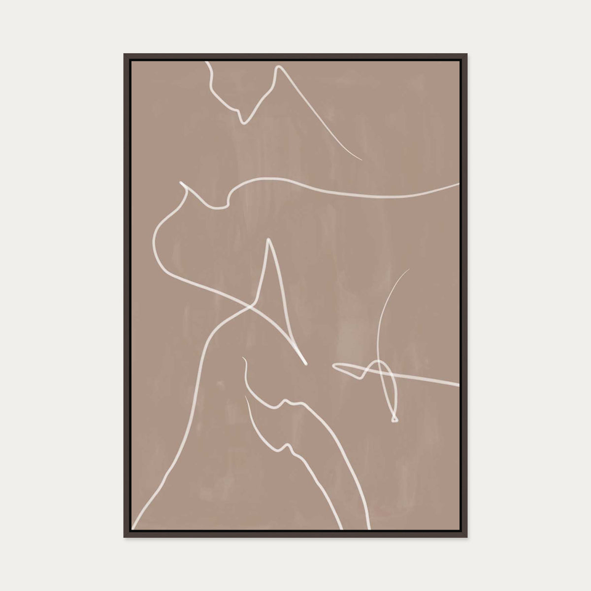 Modern Abstract Lines Canvas Art — 70 x 100 cm — Brown Frame