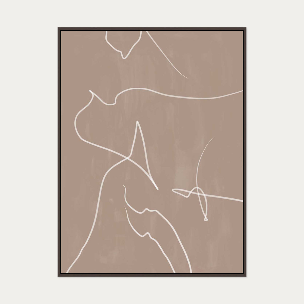Modern Abstract Lines Canvas Art — 90 x 120 cm — Brown Frame