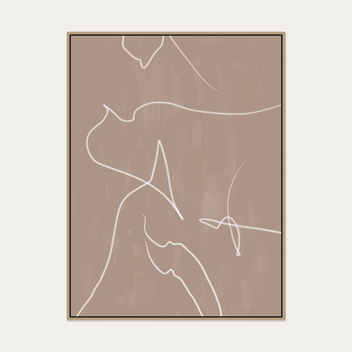 Modern Abstract Lines Canvas Art — 90 x 120 cm — Oak Frame