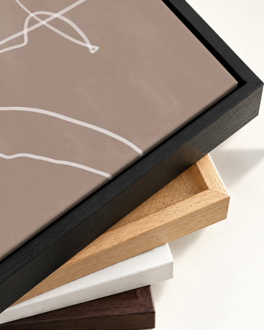 Modern Abstract Lines Canvas Art — framed canvas corner and wrapped canvas detail