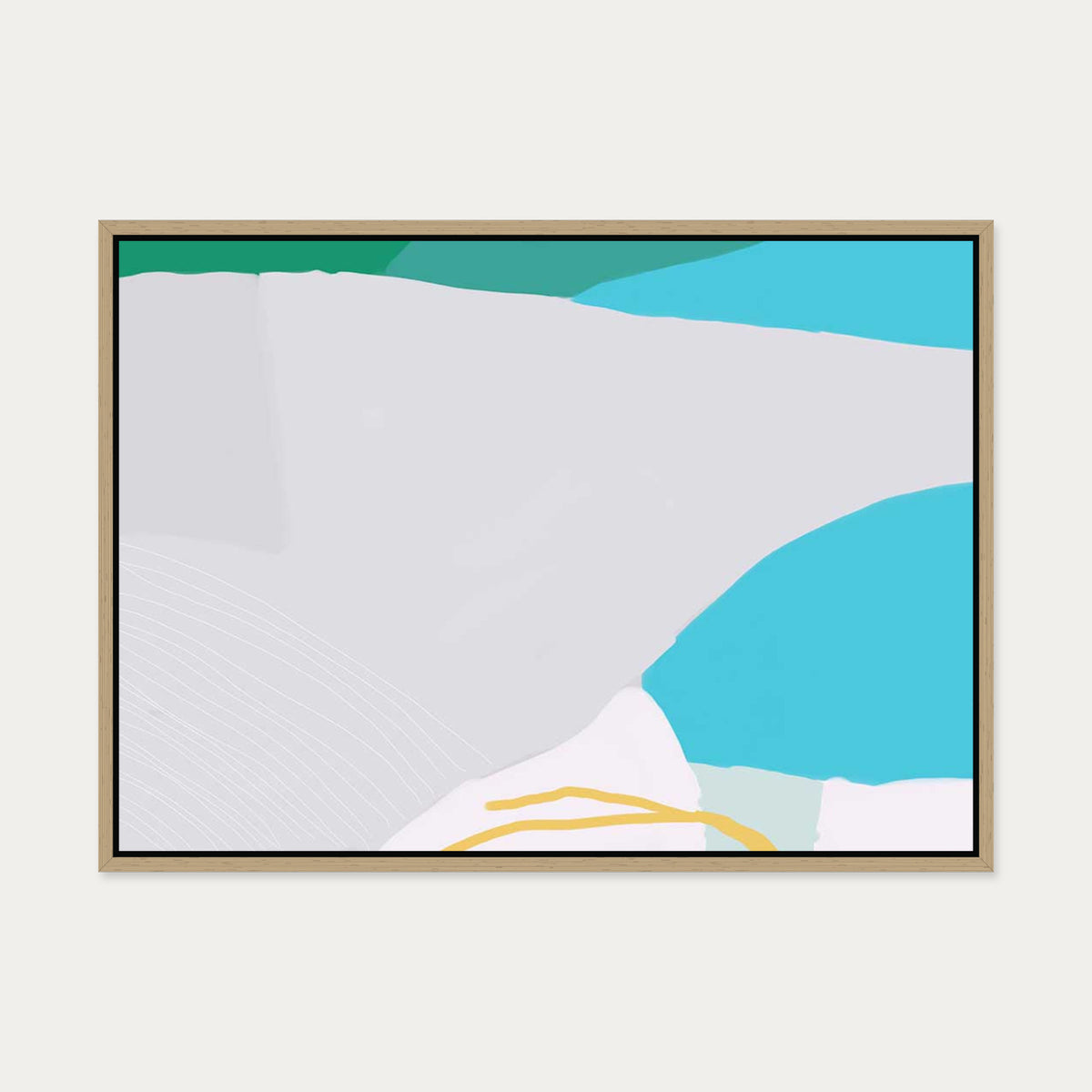 Modern Abstract Mountain Canvas Art — 50 x 70 cm — Oak Frame