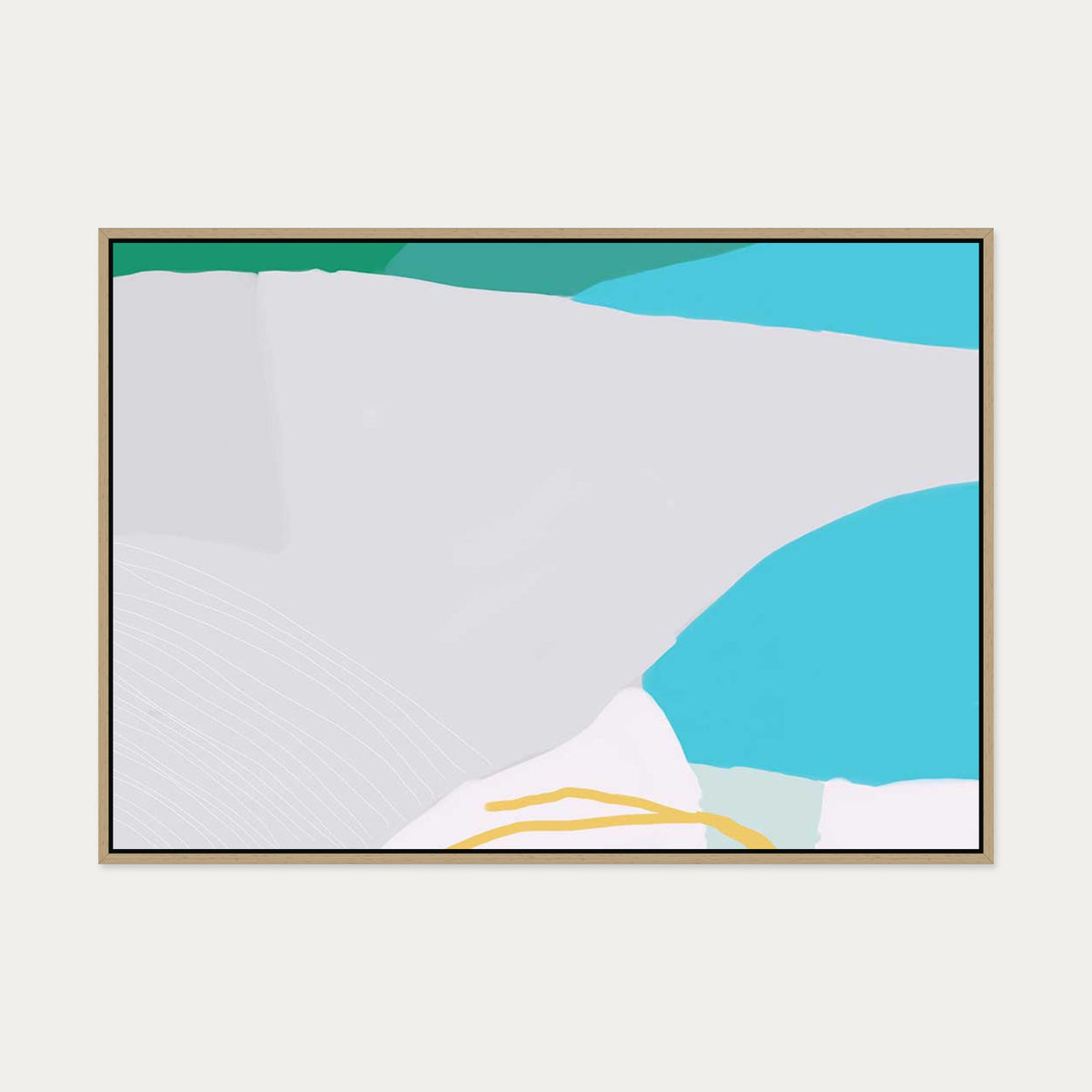 Modern Abstract Mountain Canvas Art — 70 x 100 cm — Oak Frame