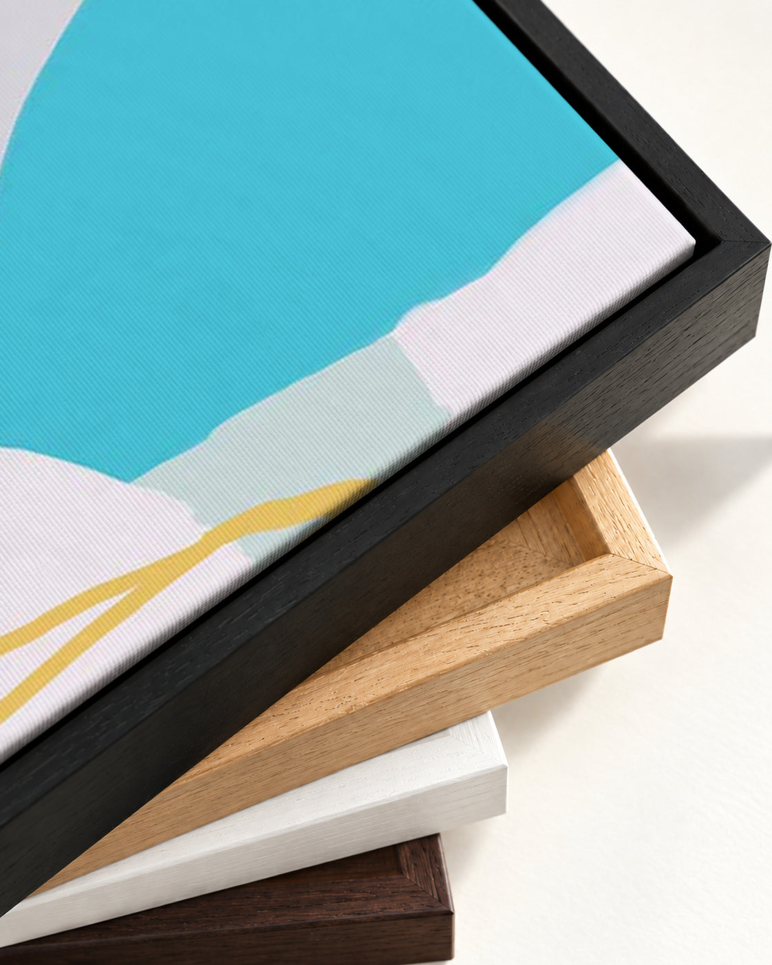 Modern Abstract Mountain Canvas Art — framed canvas corner and wrapped canvas detail