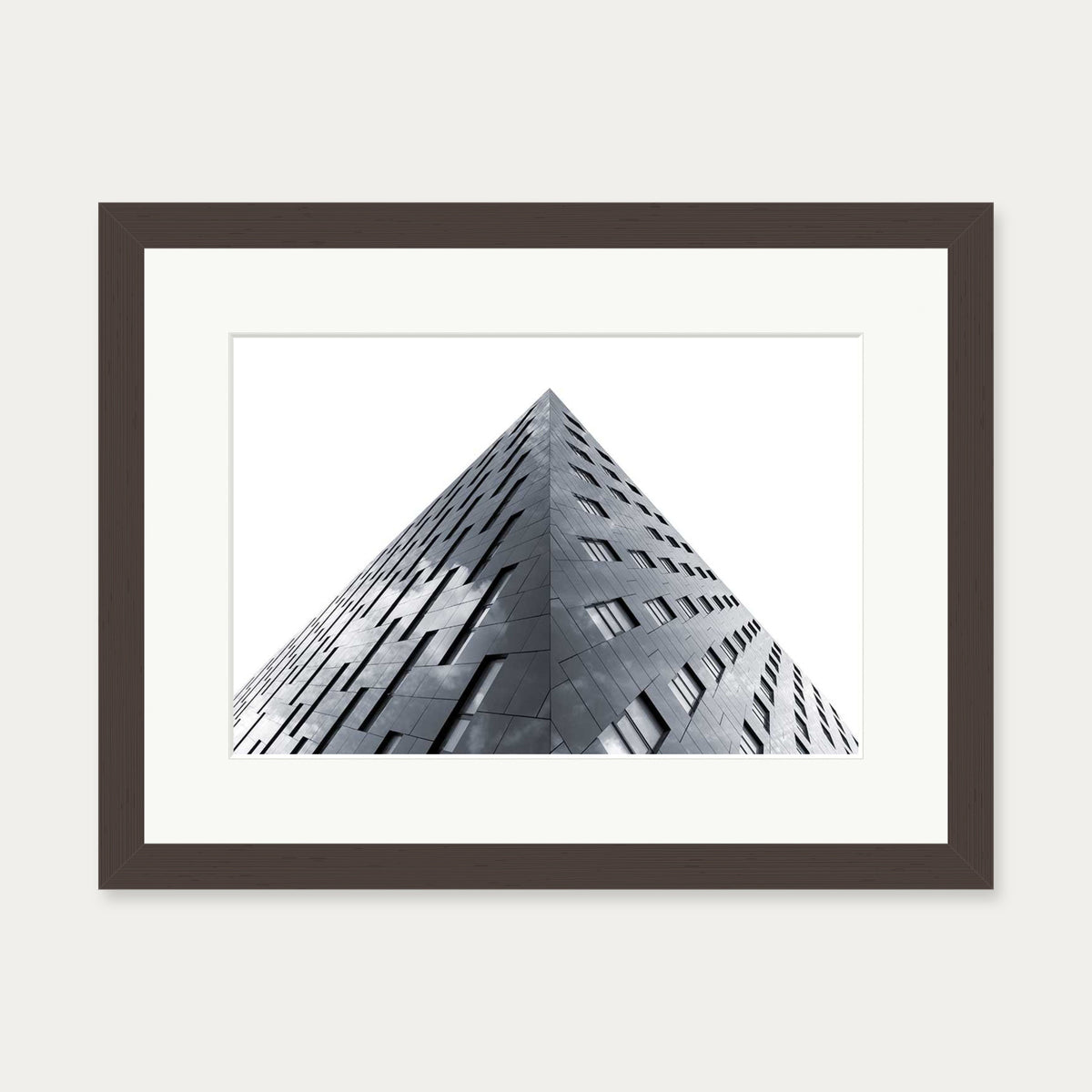 Modern Architecture Black And White Poster — 30 x 40 cm — Brown Frame