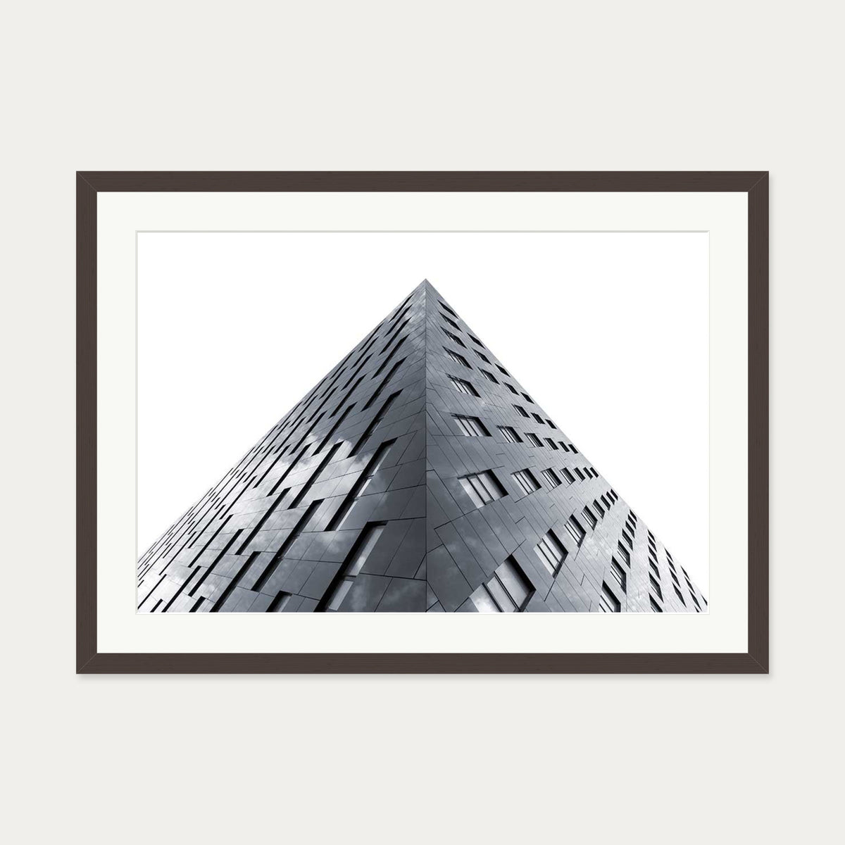 Modern Architecture Black And White Poster — 50 x 70 cm — Brown Frame